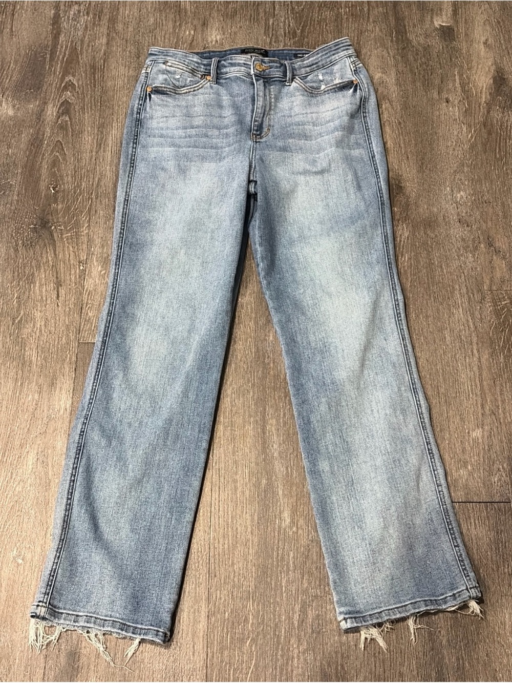 Judy Blue Jeans Womens 13 31 Dad Relaxed High Rise Stretch Denim Frayed Hem